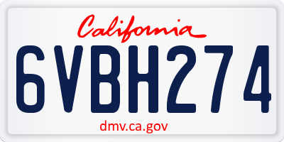 CA license plate 6VBH274