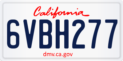 CA license plate 6VBH277