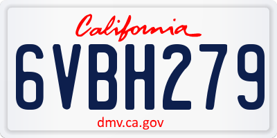 CA license plate 6VBH279