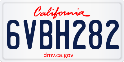 CA license plate 6VBH282