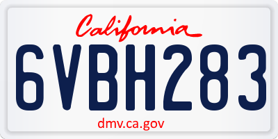 CA license plate 6VBH283
