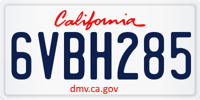 CA license plate 6VBH285