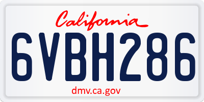 CA license plate 6VBH286
