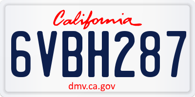CA license plate 6VBH287