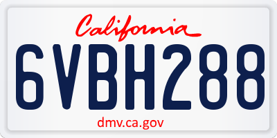 CA license plate 6VBH288