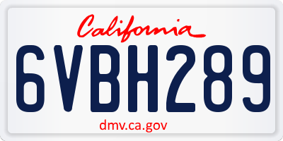 CA license plate 6VBH289