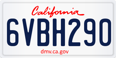 CA license plate 6VBH290