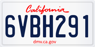 CA license plate 6VBH291