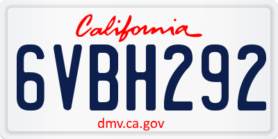 CA license plate 6VBH292