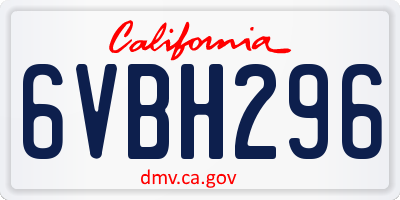 CA license plate 6VBH296