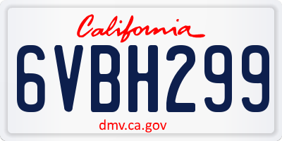 CA license plate 6VBH299