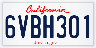 CA license plate 6VBH301