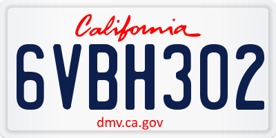 CA license plate 6VBH302