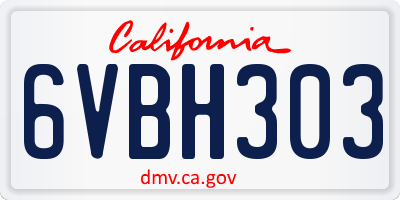 CA license plate 6VBH303