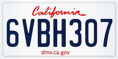 CA license plate 6VBH307