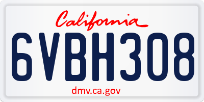 CA license plate 6VBH308