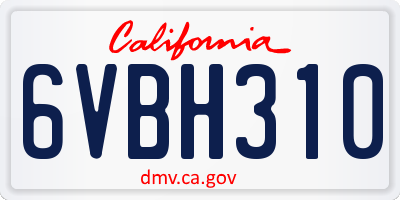 CA license plate 6VBH310
