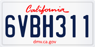 CA license plate 6VBH311