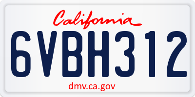 CA license plate 6VBH312