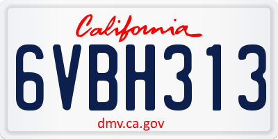 CA license plate 6VBH313