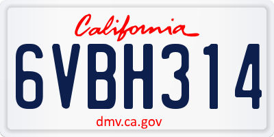CA license plate 6VBH314