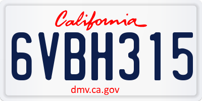 CA license plate 6VBH315