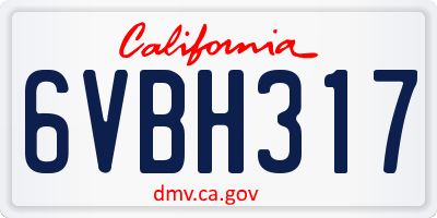 CA license plate 6VBH317