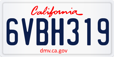 CA license plate 6VBH319