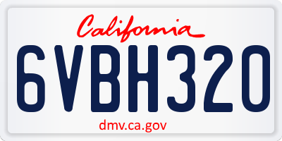 CA license plate 6VBH320