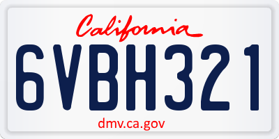 CA license plate 6VBH321