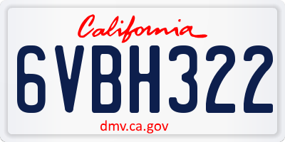 CA license plate 6VBH322