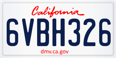 CA license plate 6VBH326