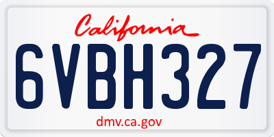 CA license plate 6VBH327