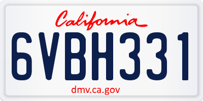 CA license plate 6VBH331