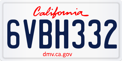 CA license plate 6VBH332