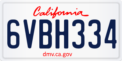 CA license plate 6VBH334