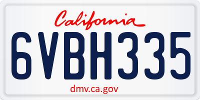 CA license plate 6VBH335