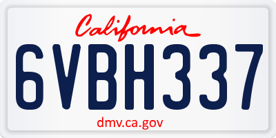 CA license plate 6VBH337