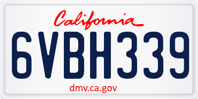 CA license plate 6VBH339