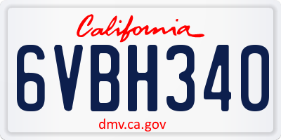 CA license plate 6VBH340