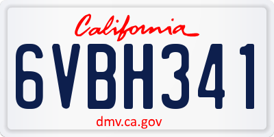 CA license plate 6VBH341