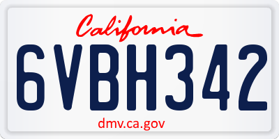 CA license plate 6VBH342