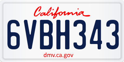 CA license plate 6VBH343