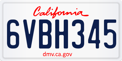 CA license plate 6VBH345