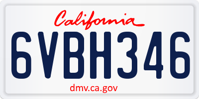 CA license plate 6VBH346