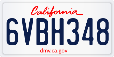CA license plate 6VBH348