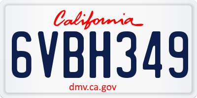 CA license plate 6VBH349