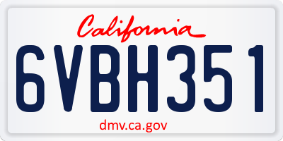 CA license plate 6VBH351