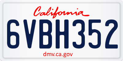 CA license plate 6VBH352