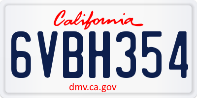 CA license plate 6VBH354